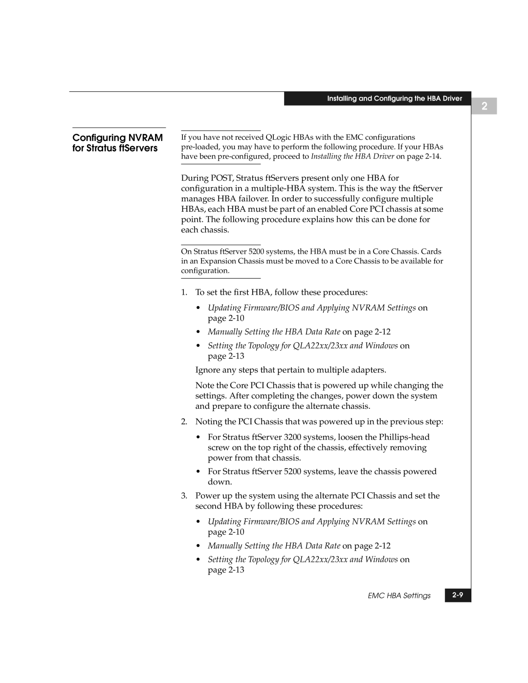 EMC QLogic manual Configuring Nvram for Stratus ftServers 