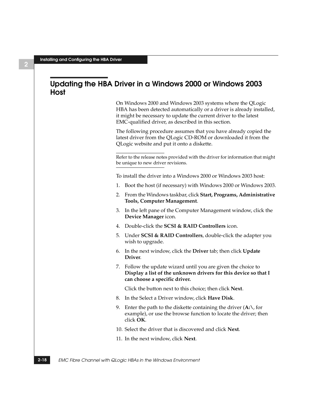 EMC QLogic manual Double-click the Scsi & RAID Controllers icon 