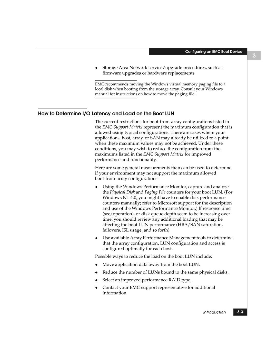 EMC QLogic manual How to Determine I/O Latency and Load on the Boot LUN 