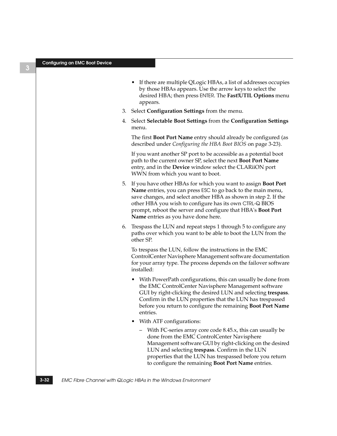 EMC QLogic manual Configuring an EMC Boot Device 