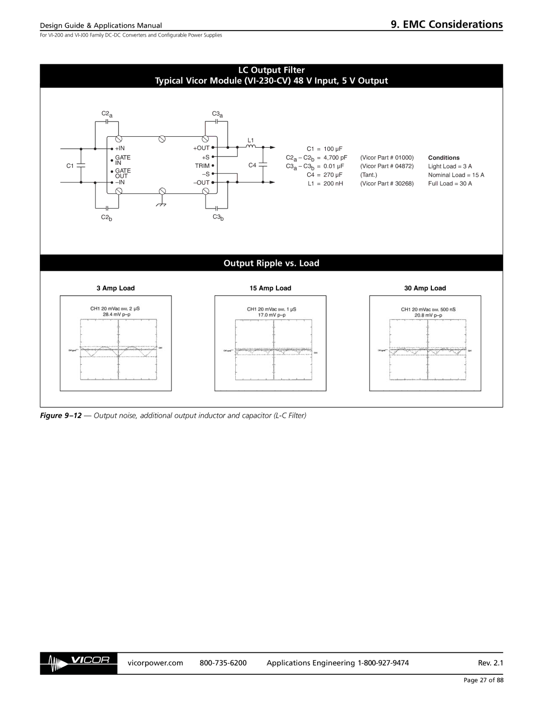 EMC VI-200, VI-J00 specifications 100 µF C2a C2b = 700 pF Vicor 