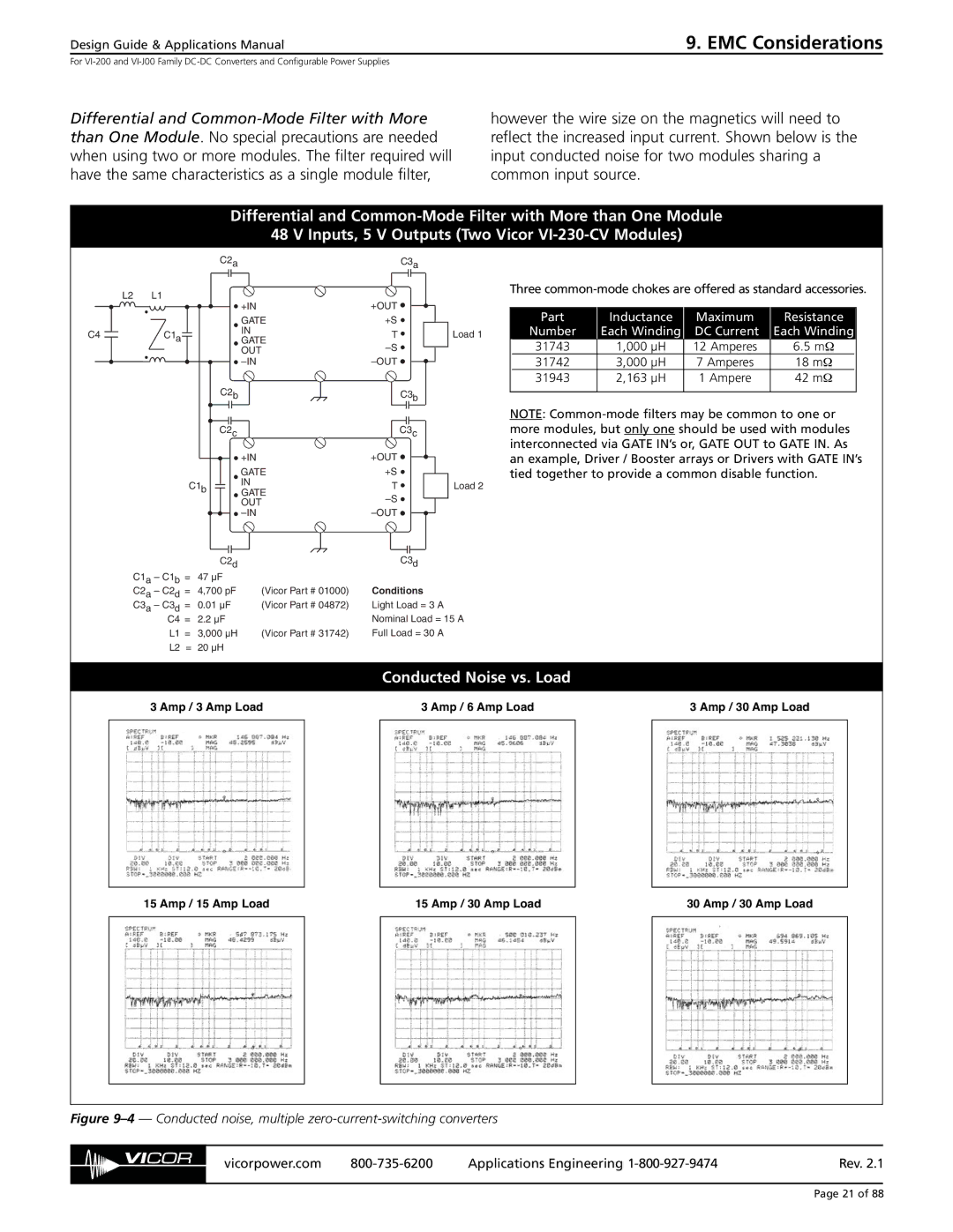 EMC VI-200, VI-J00 specifications Conducted noise, multiple zero-current-switching converters 