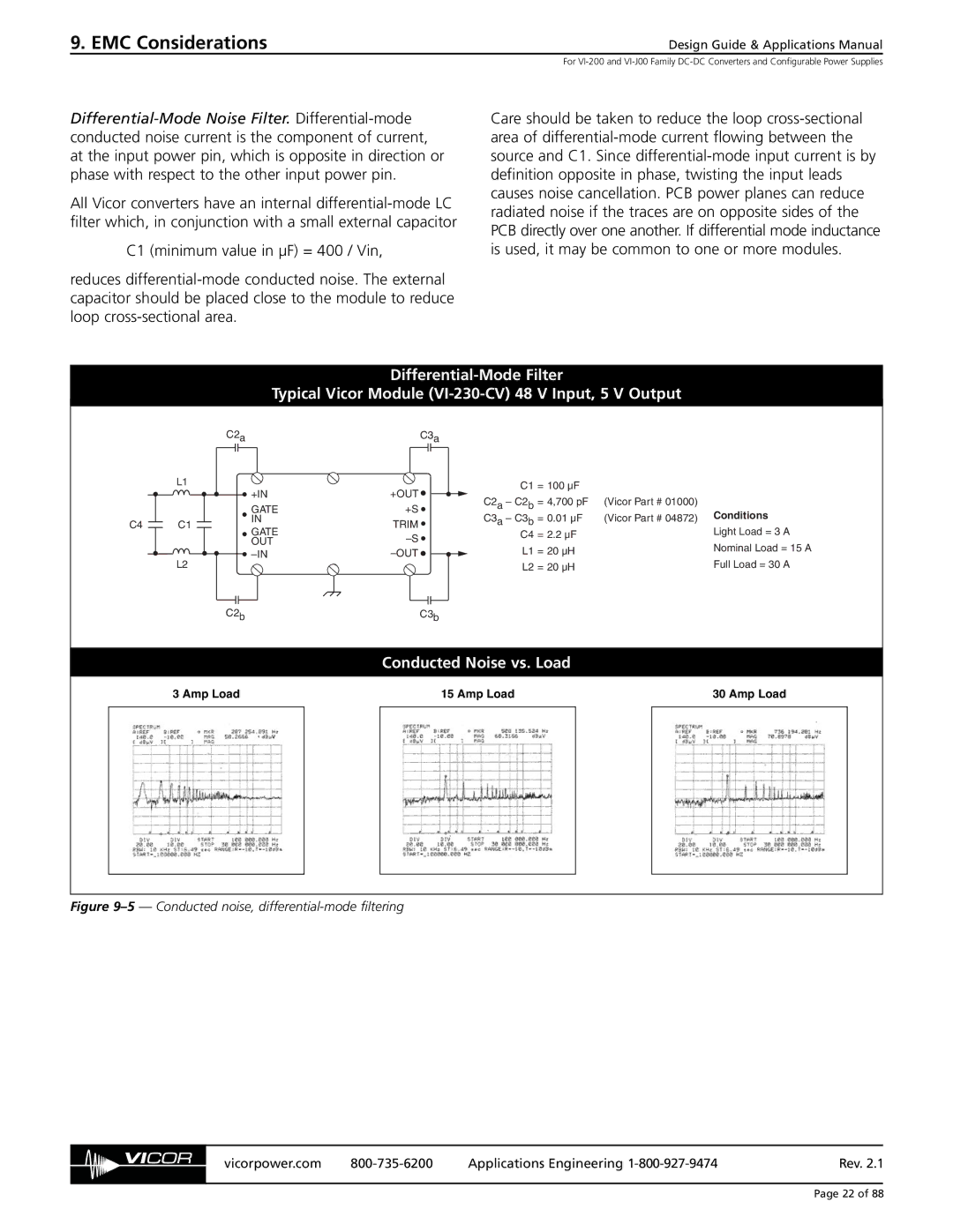 EMC VI-J00, VI-200 specifications Conducted noise, differential-mode filtering 