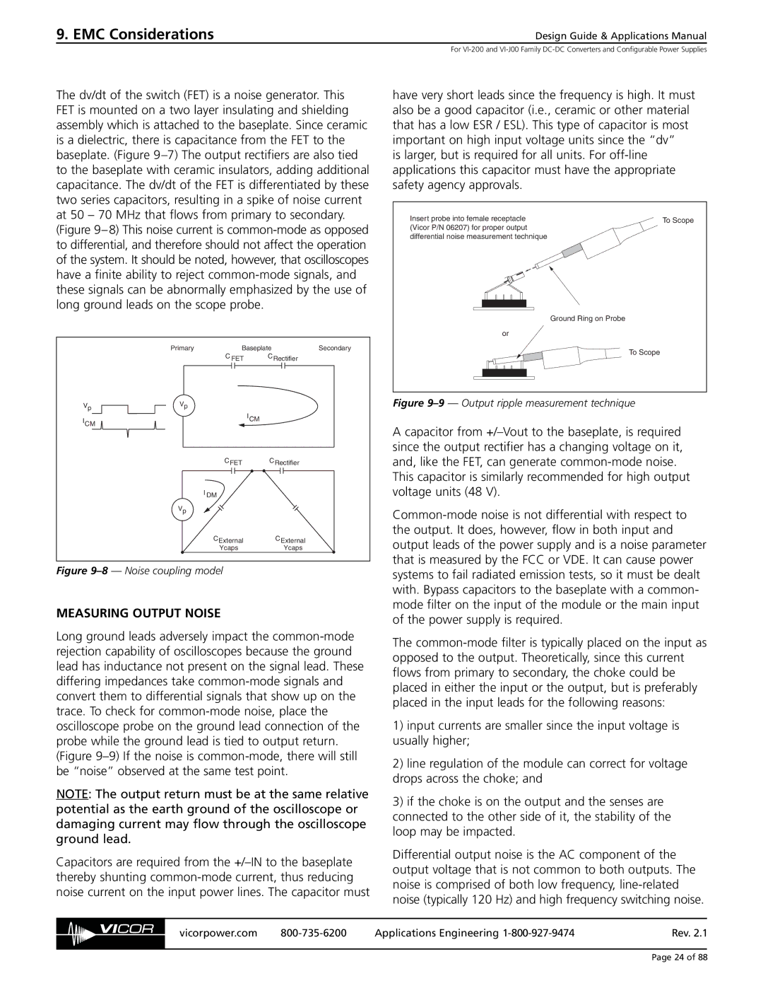 EMC VI-J00, VI-200 specifications Measuring Output Noise, Noise coupling model 