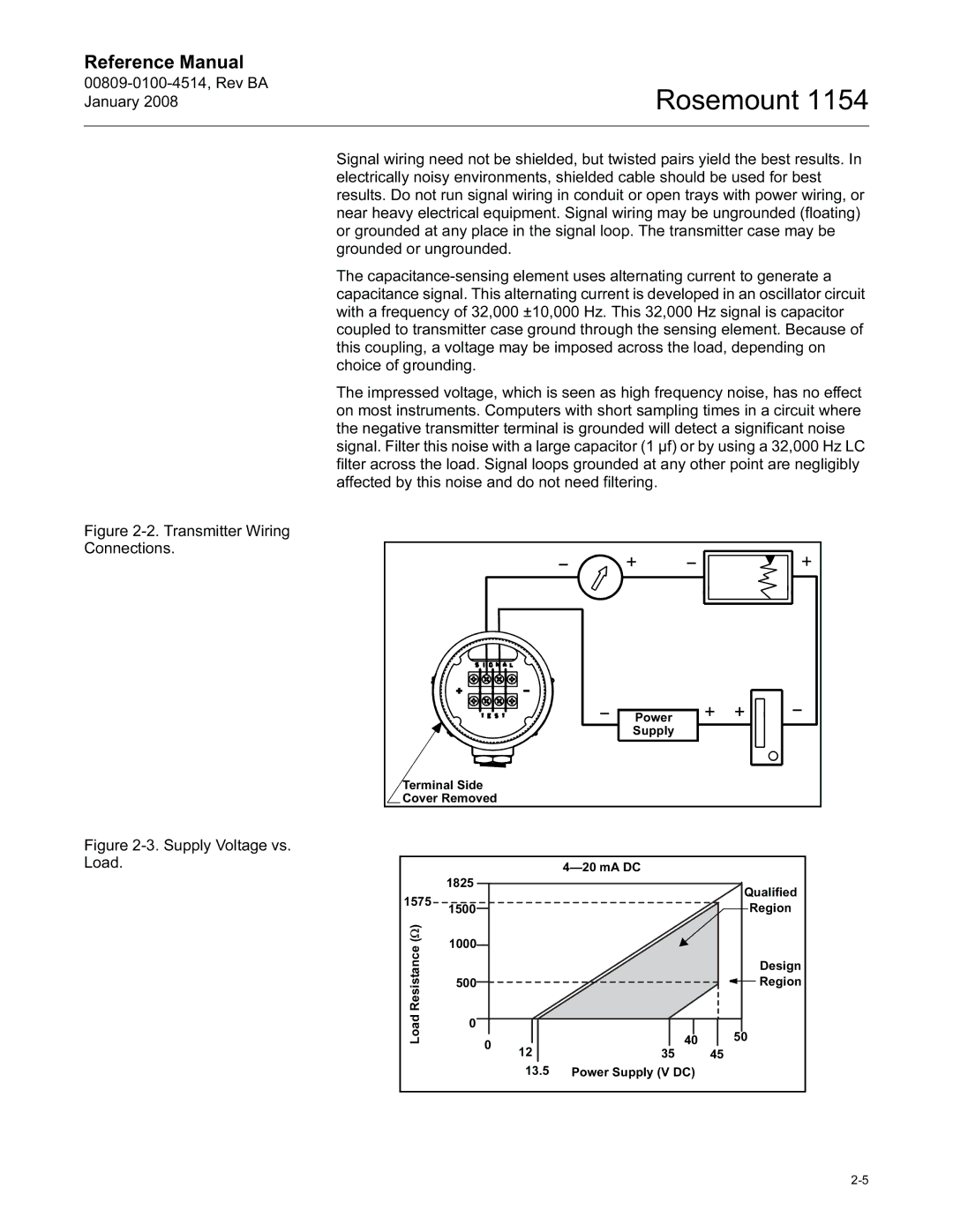 Emerson 1154, 00809-0100-4514 manual Transmitter Wiring Connections 