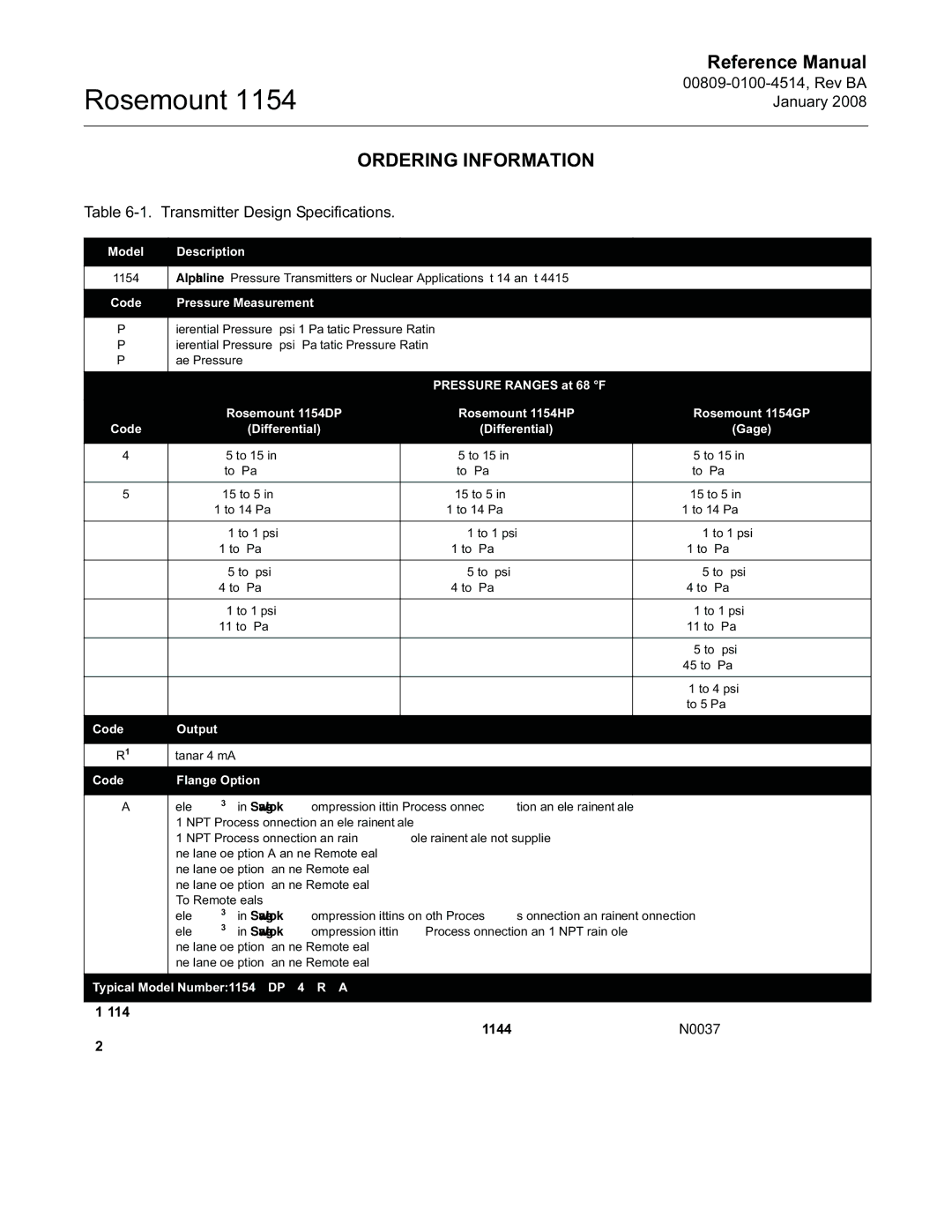 Emerson 00809-0100-4514, 1154 manual Ordering Information 