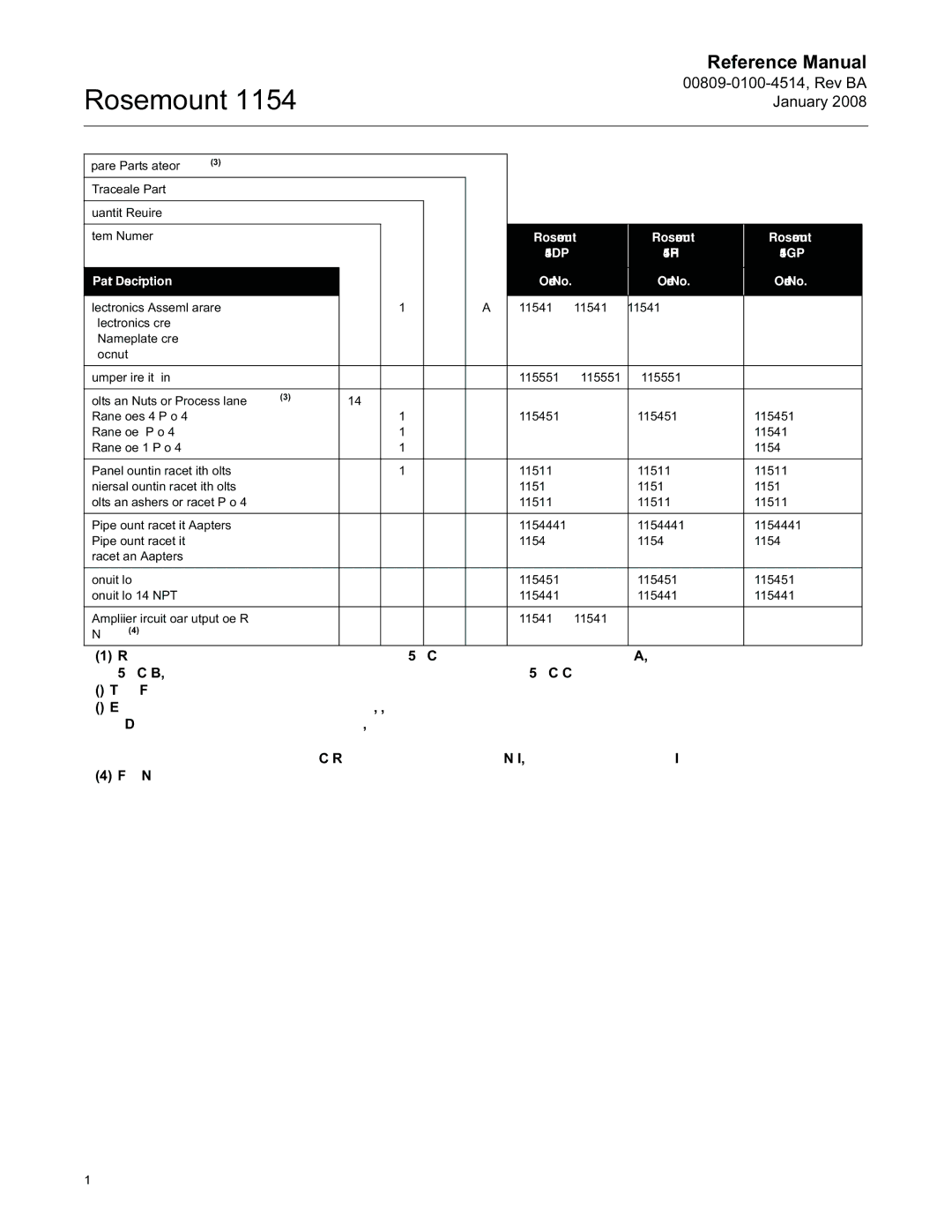 Emerson 00809-0100-4514, 1154 manual For use with existing N0026 transmitter only 