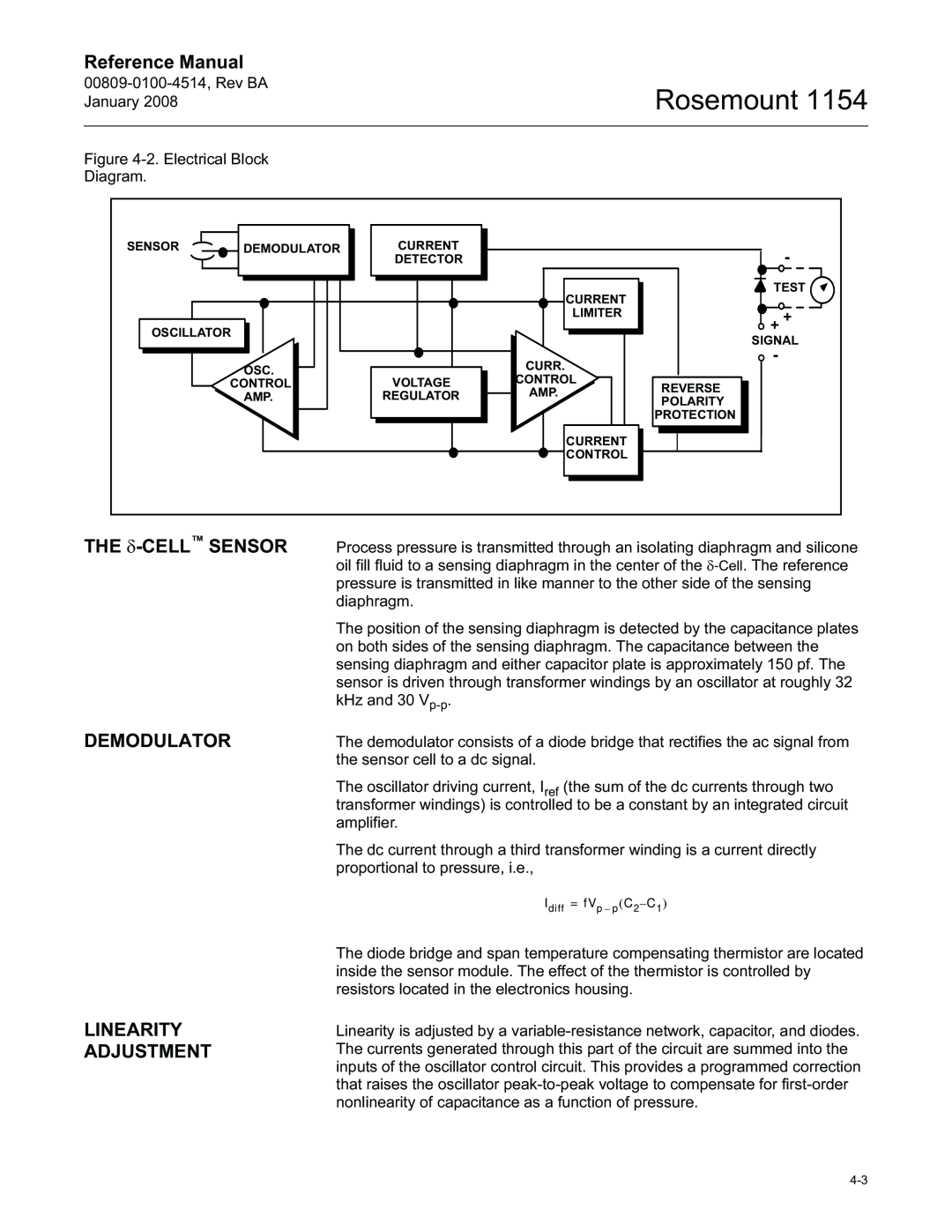 Emerson 1154, 00809-0100-4514 manual Demodulator, Linearity Adjustment, Rosemount, Reference Manual 
