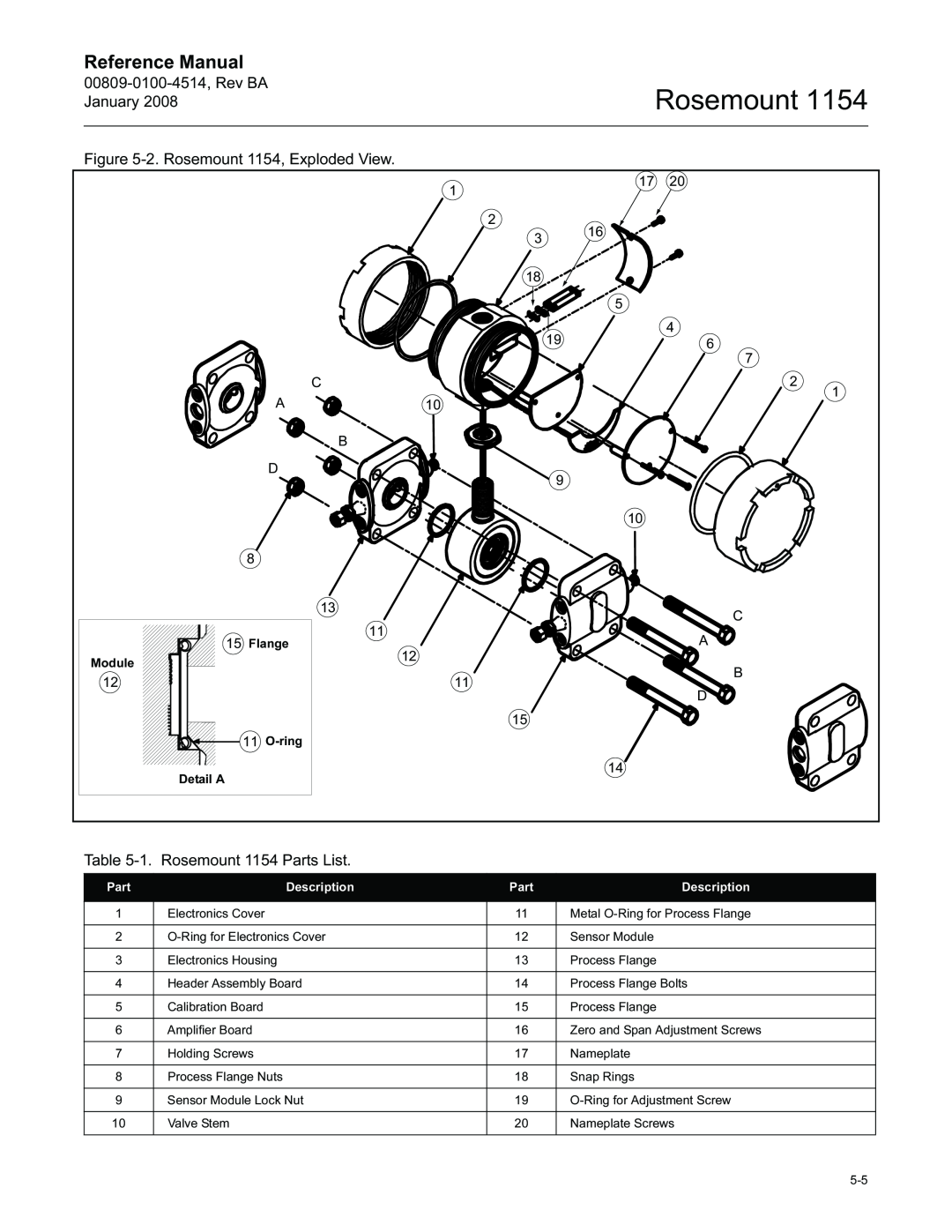 Emerson 1154, 00809-0100-4514 manual Rosemount, Reference Manual 