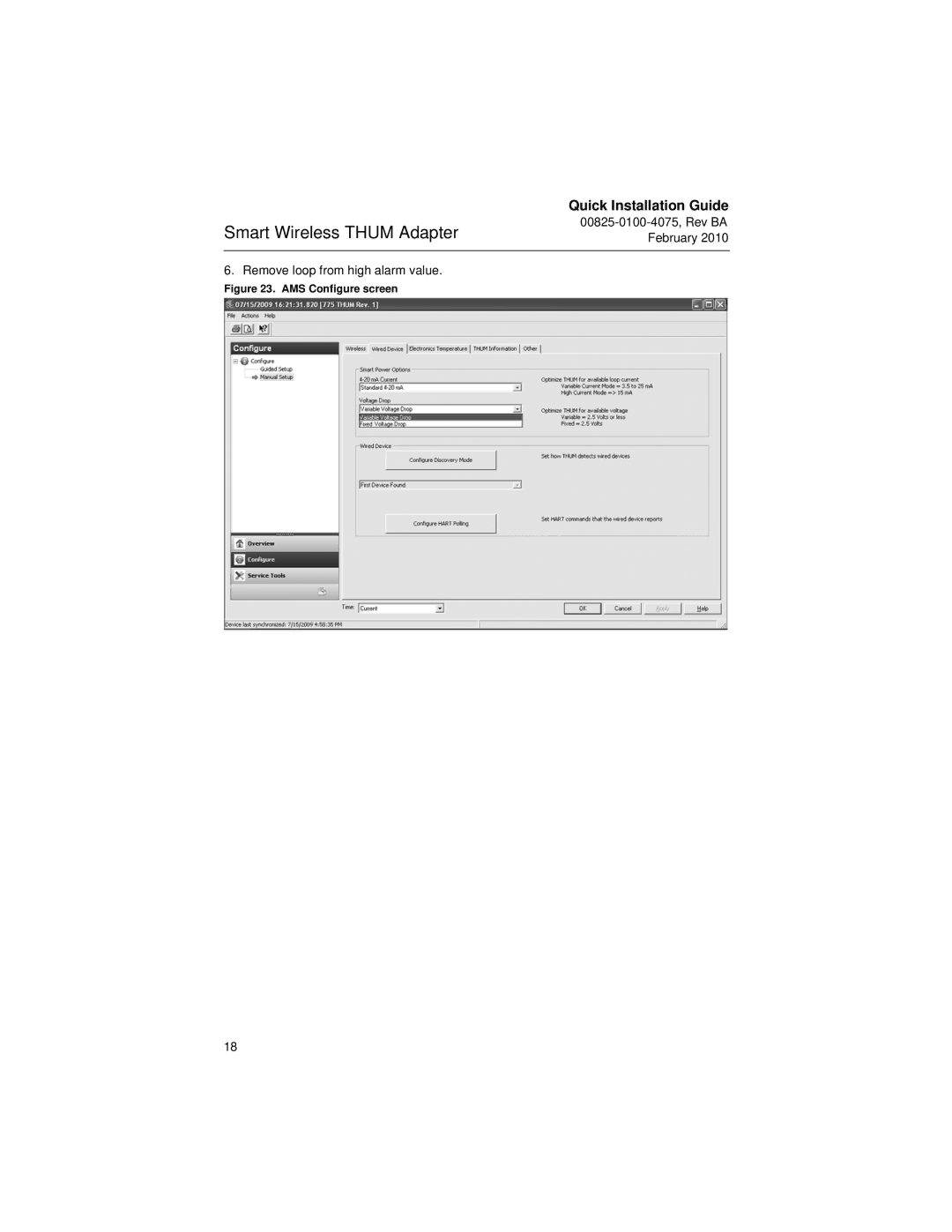 Emerson 00825-0100-4075 manual AMS Configure screen 