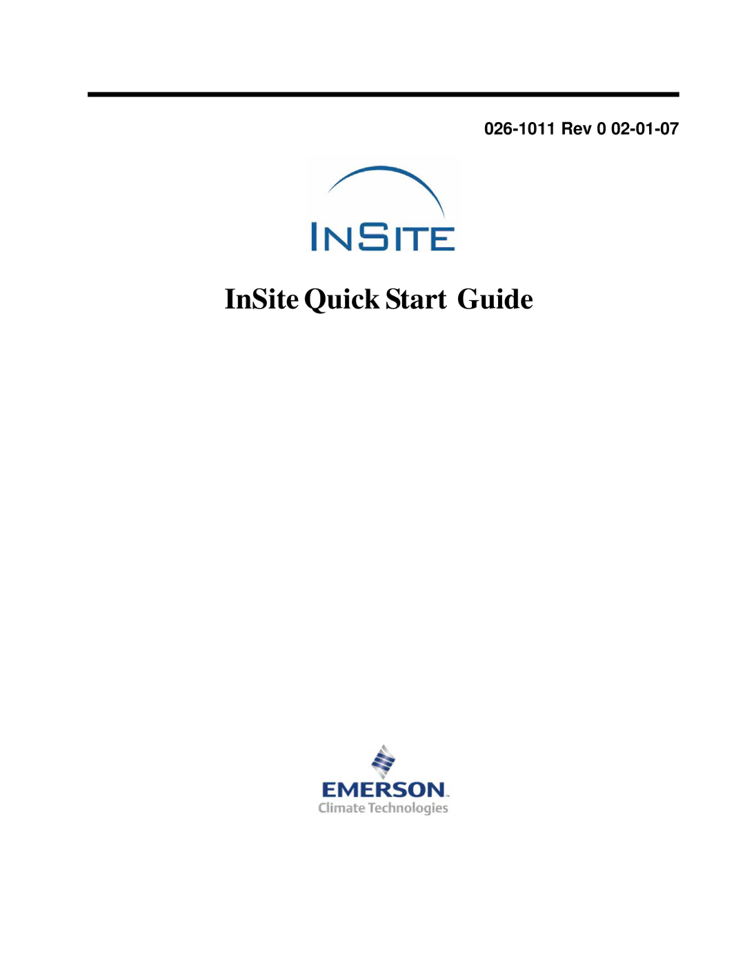 Emerson 026-1011 quick start InSite Quick Start Guide, Rev 0 