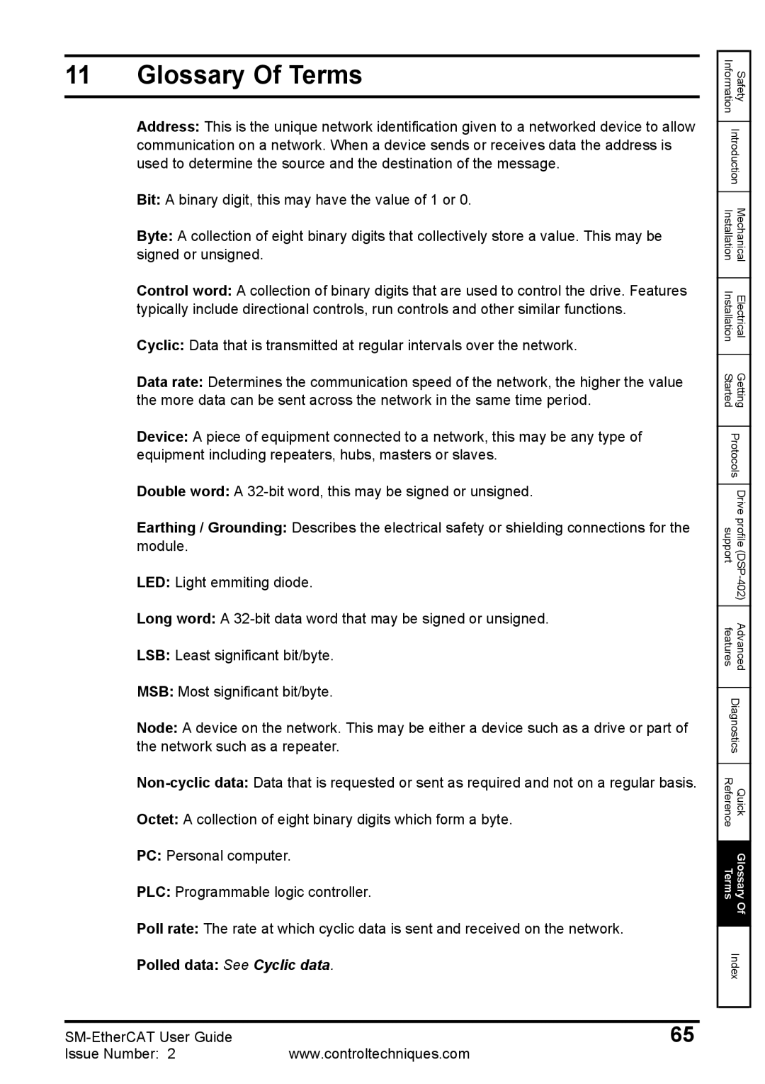 Emerson 0471-0128-02 manual Glossary Of Terms, Polled data See Cyclic data 