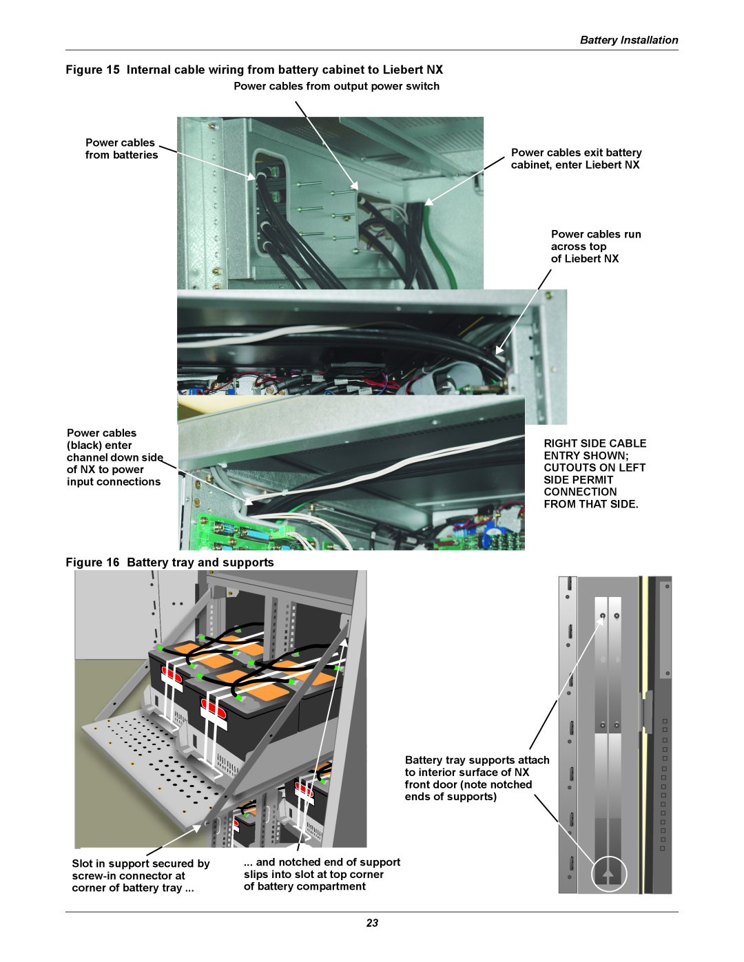 Emerson 208V, 10-30kVA installation manual Battery tray and supports, Battery Installation 