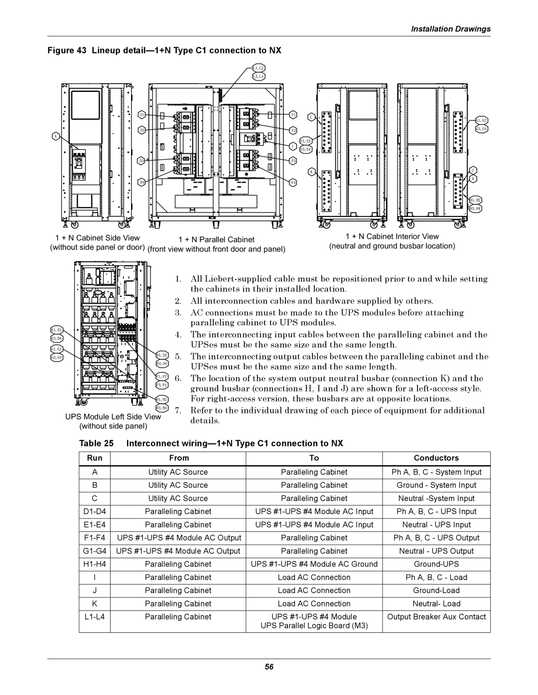 Emerson 10-30kVA, 208V installation manual Installation Drawings 