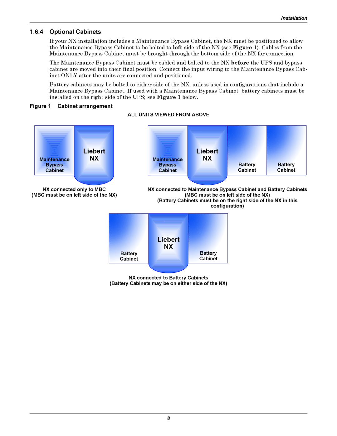 Emerson 10-30kVA, 208V installation manual Liebert, Optional Cabinets, Maintenance Bypass Cabinet, Battery 