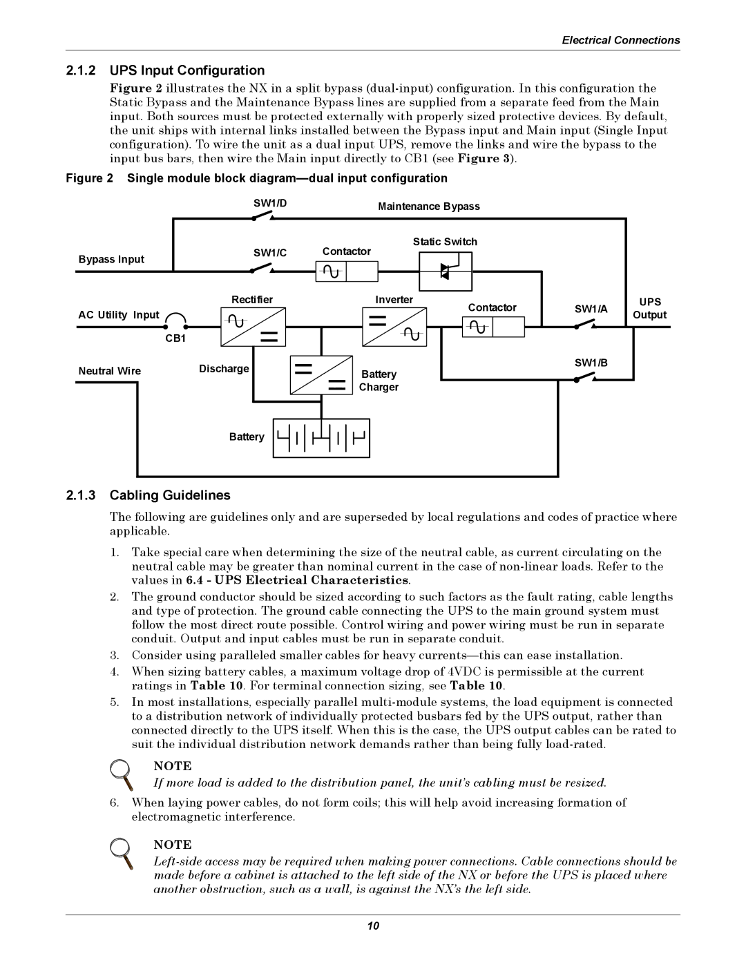 Emerson 10-30kVA, 208V installation manual UPS Input Configuration, Cabling Guidelines 