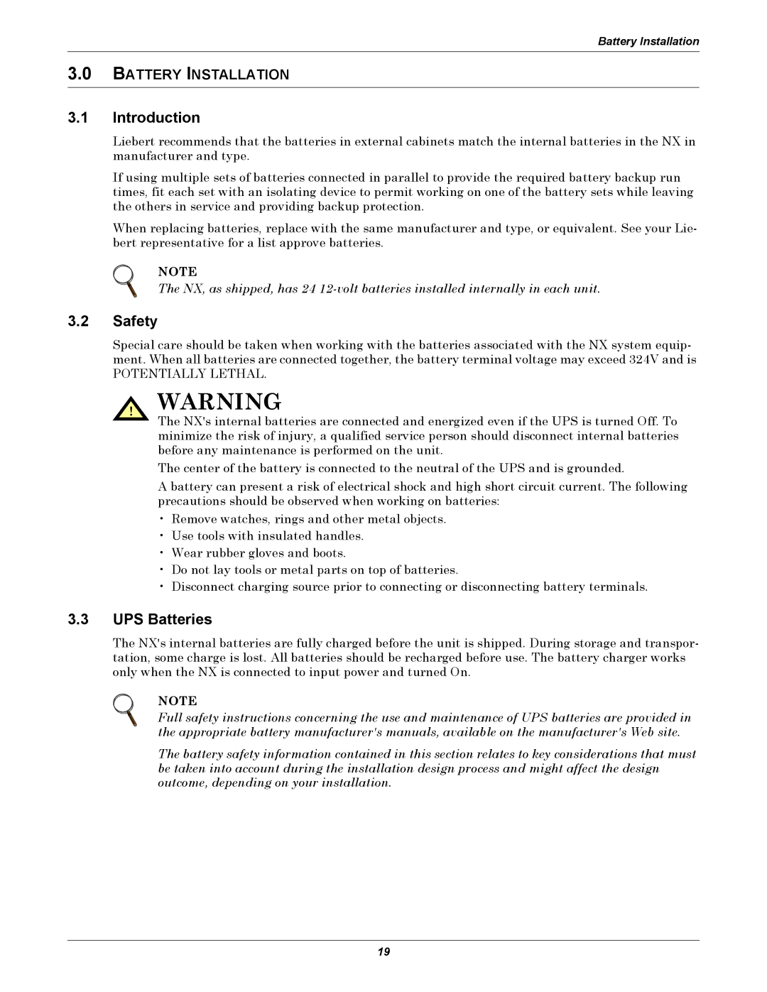 Emerson 208V, 10-30kVA installation manual Introduction, Safety, UPS Batteries 