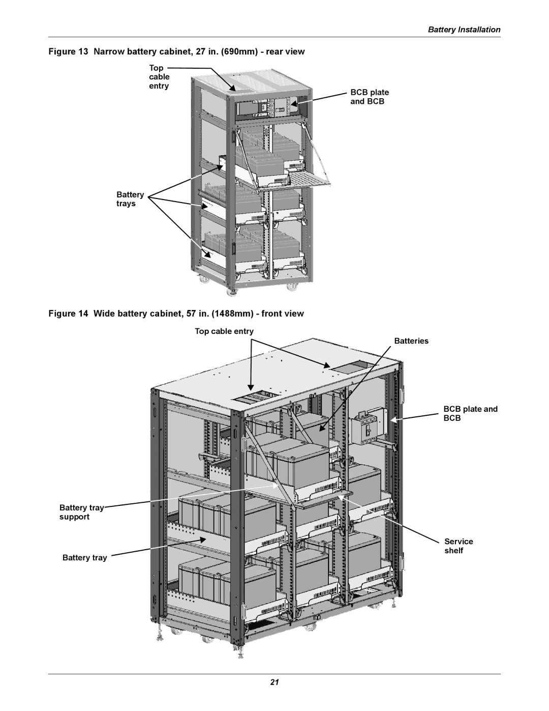 Emerson 208V, 10-30kVA Top cable entry Battery trays BCB plate and BCB, Top cable entry Batteries BCB plate 