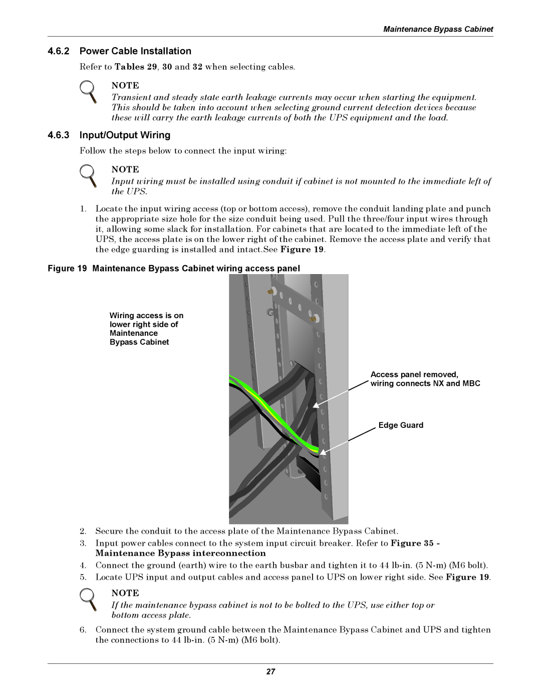 Emerson 208V, 10-30kVA installation manual Power Cable Installation, Input/Output Wiring 