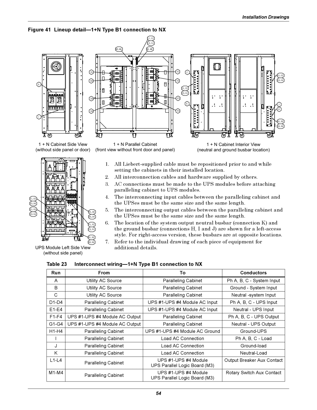 Emerson 10-30kVA, 208V installation manual Interconnect wiring-1+N Type B1 connection to NX 