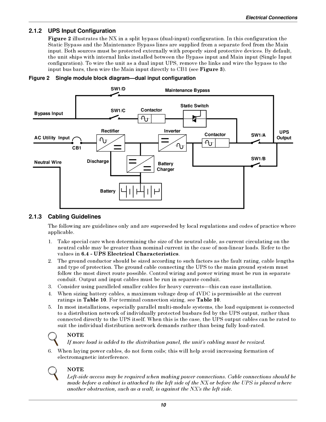 Emerson 10-30kVA installation manual UPS Input Configuration, Cabling Guidelines 