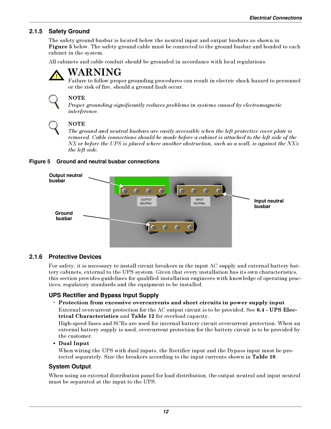 Emerson 10-30kVA Safety Ground, Protective Devices, UPS Rectifier and Bypass Input Supply, System Output 