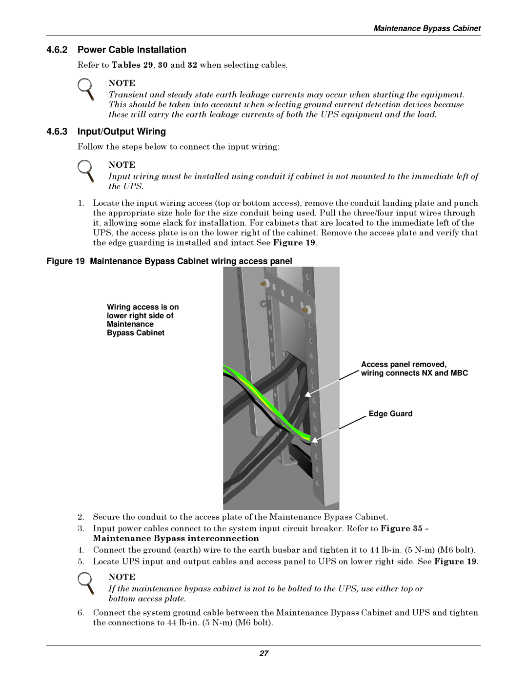 Emerson 10-30kVA installation manual Power Cable Installation, Input/Output Wiring 