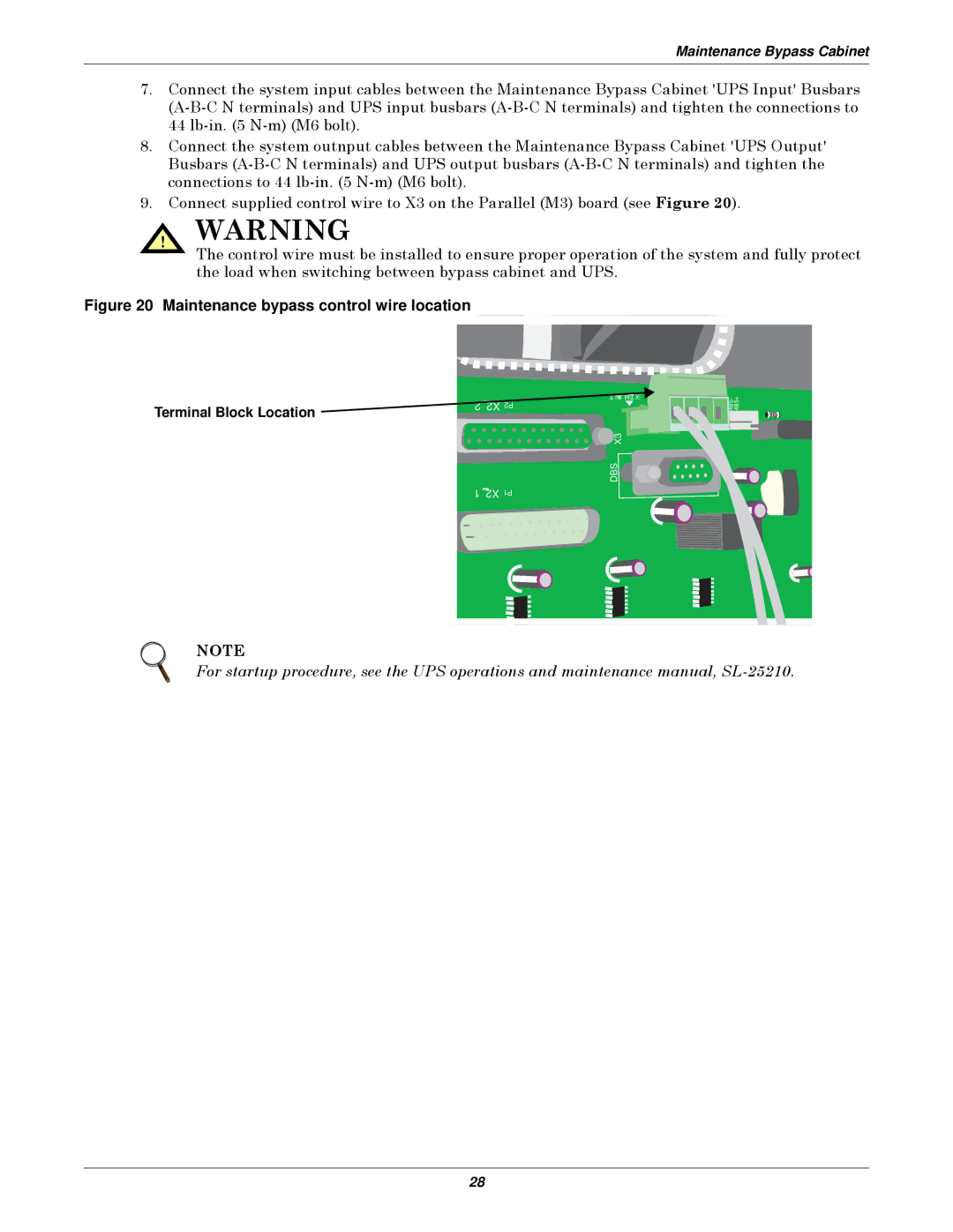 Emerson 10-30kVA installation manual Maintenance bypass control wire location 