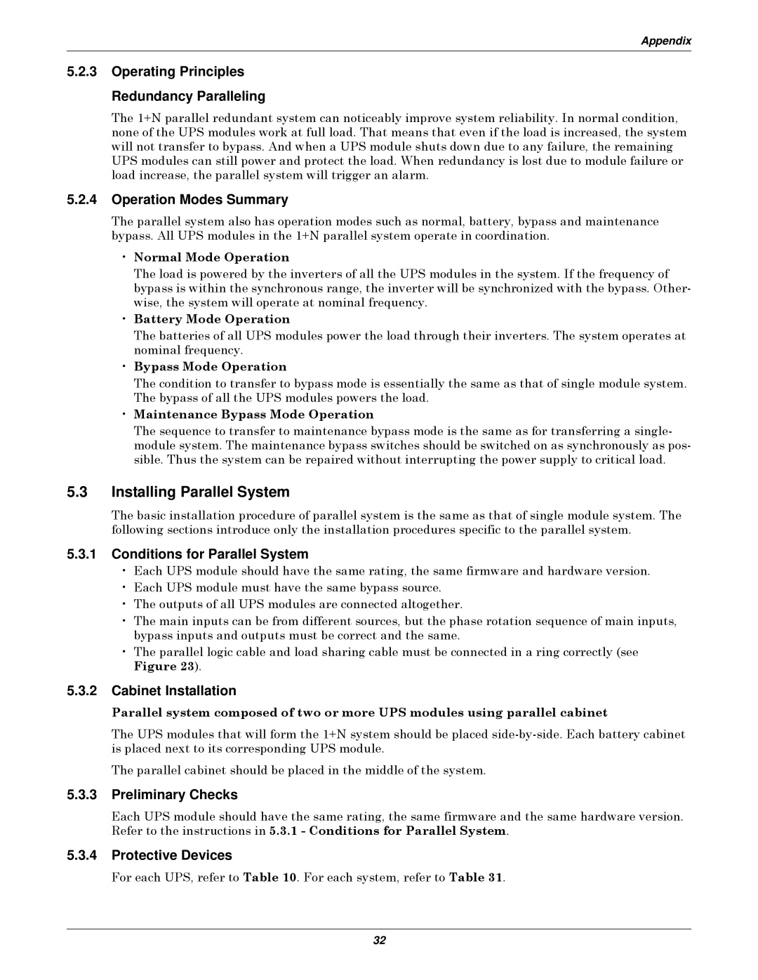 Emerson 10-30kVA installation manual Installing Parallel System 