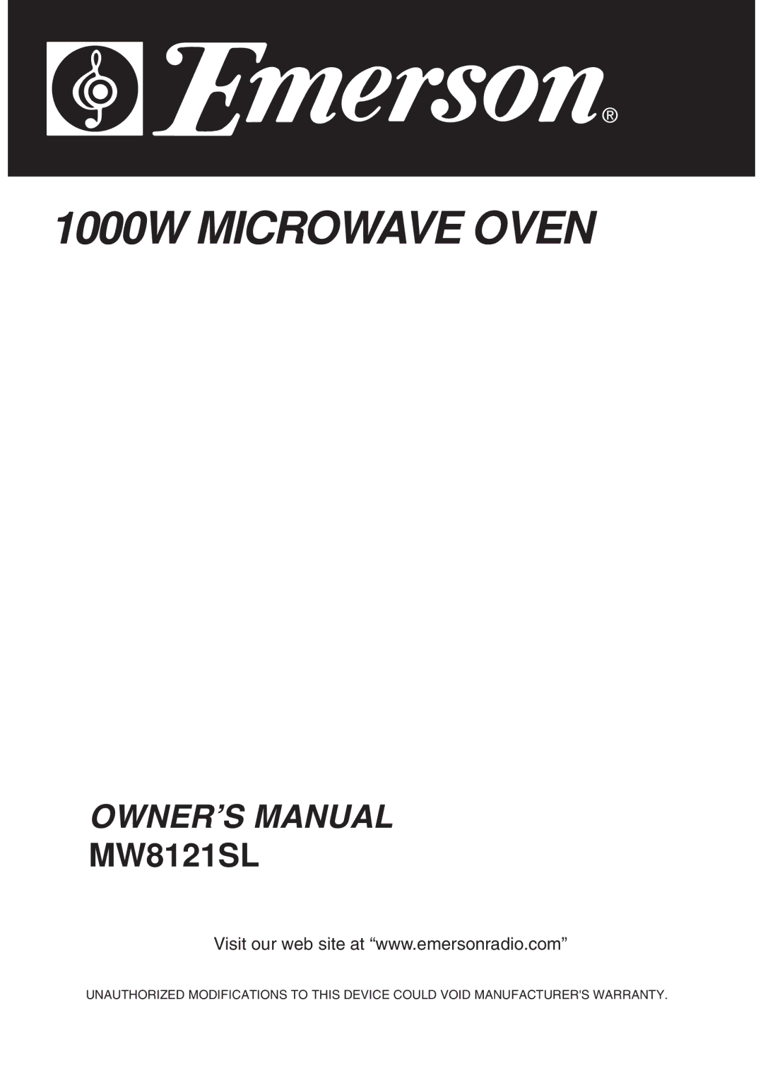 Emerson owner manual 1000W Microwave Oven 