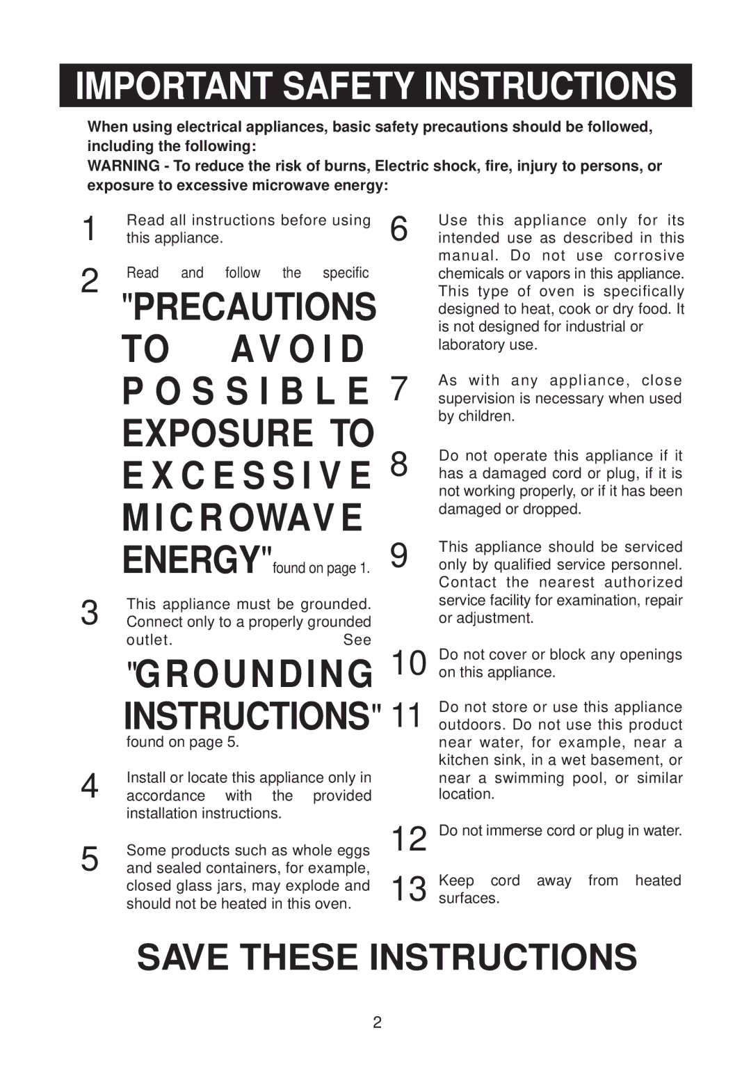 Emerson 1000W owner manual Precautions 