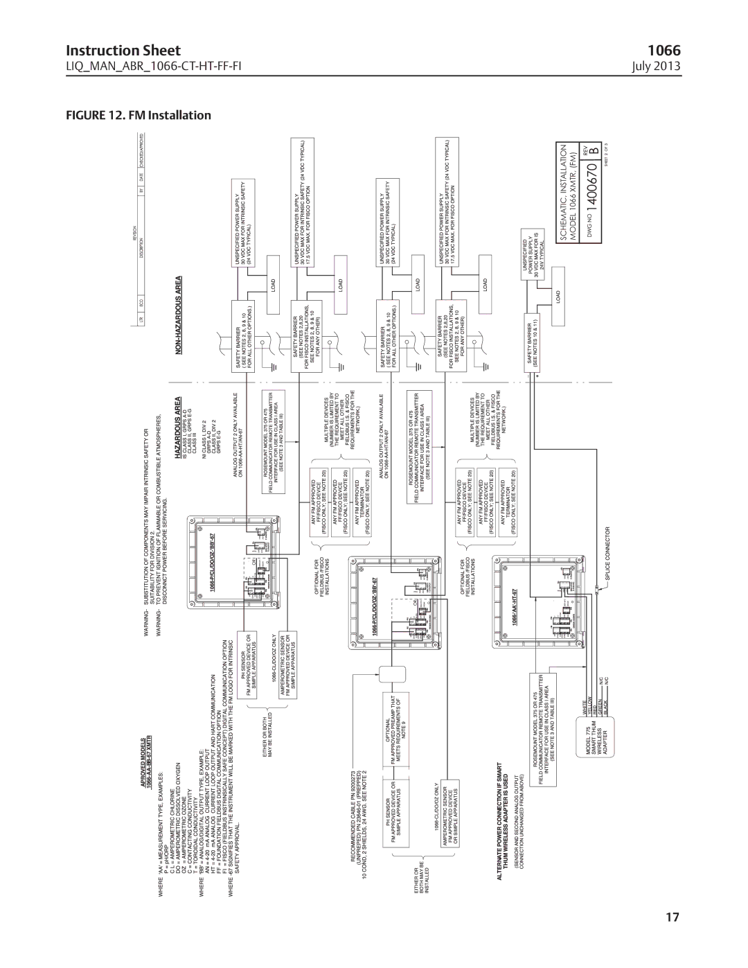 Emerson 1066 instruction sheet Installation XMTR, FM SCHEMATIC, Model 