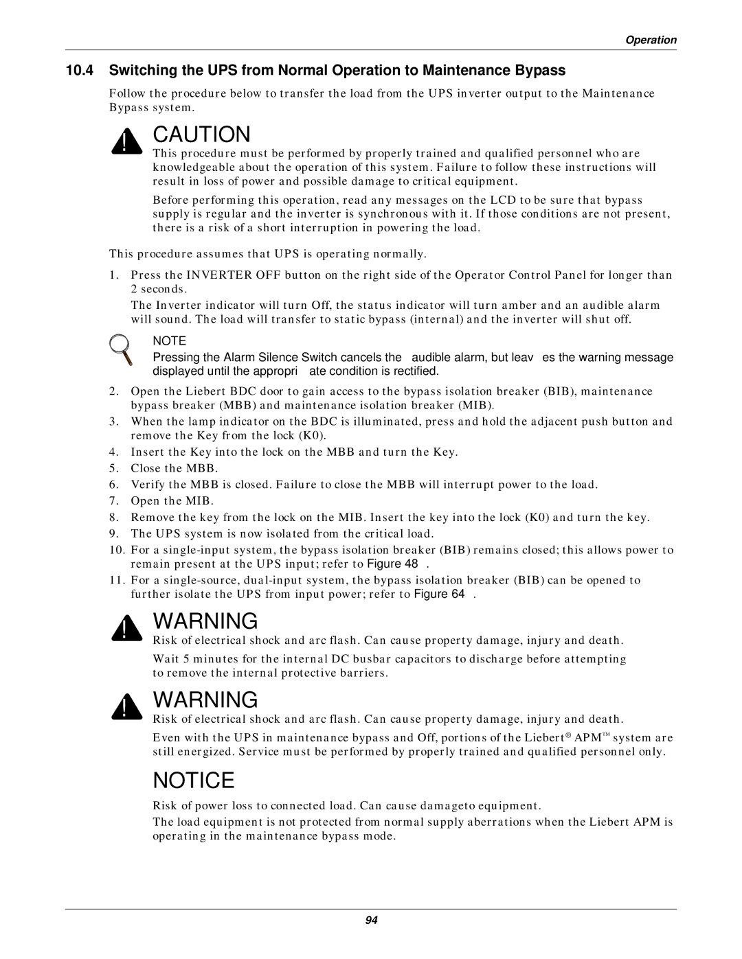 Emerson 115-208, 115-120, 15-90KVA, 115-50/60HZ, 115-600V, 115-480 user manual Operation 