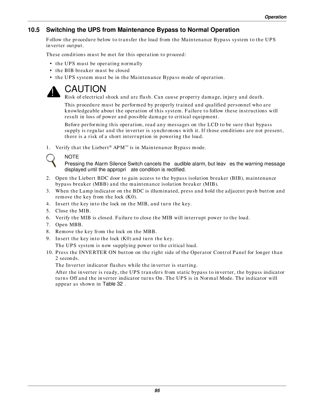 Emerson 115-50/60HZ, 115-120, 15-90KVA, 115-208, 115-600V, 115-480 user manual Operation 