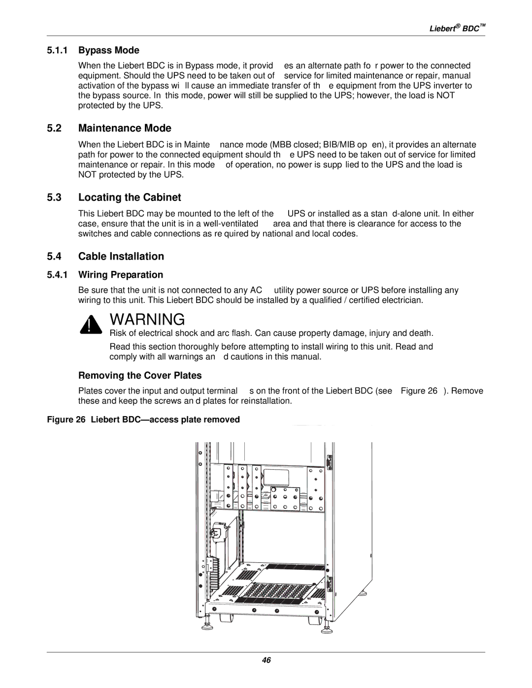 Emerson 115-208, 115-120, 15-90KVA, 115-50/60HZ, 115-600V, 115-480 Maintenance Mode, Locating the Cabinet, Cable Installation 