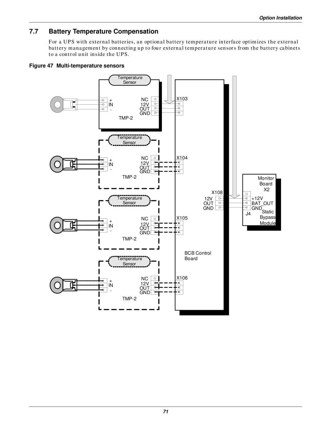 Emerson 115-50/60HZ, 115-120, 15-90KVA, 115-208, 115-600V, 115-480 Battery Temperature Compensation, Multi-temperature sensors 