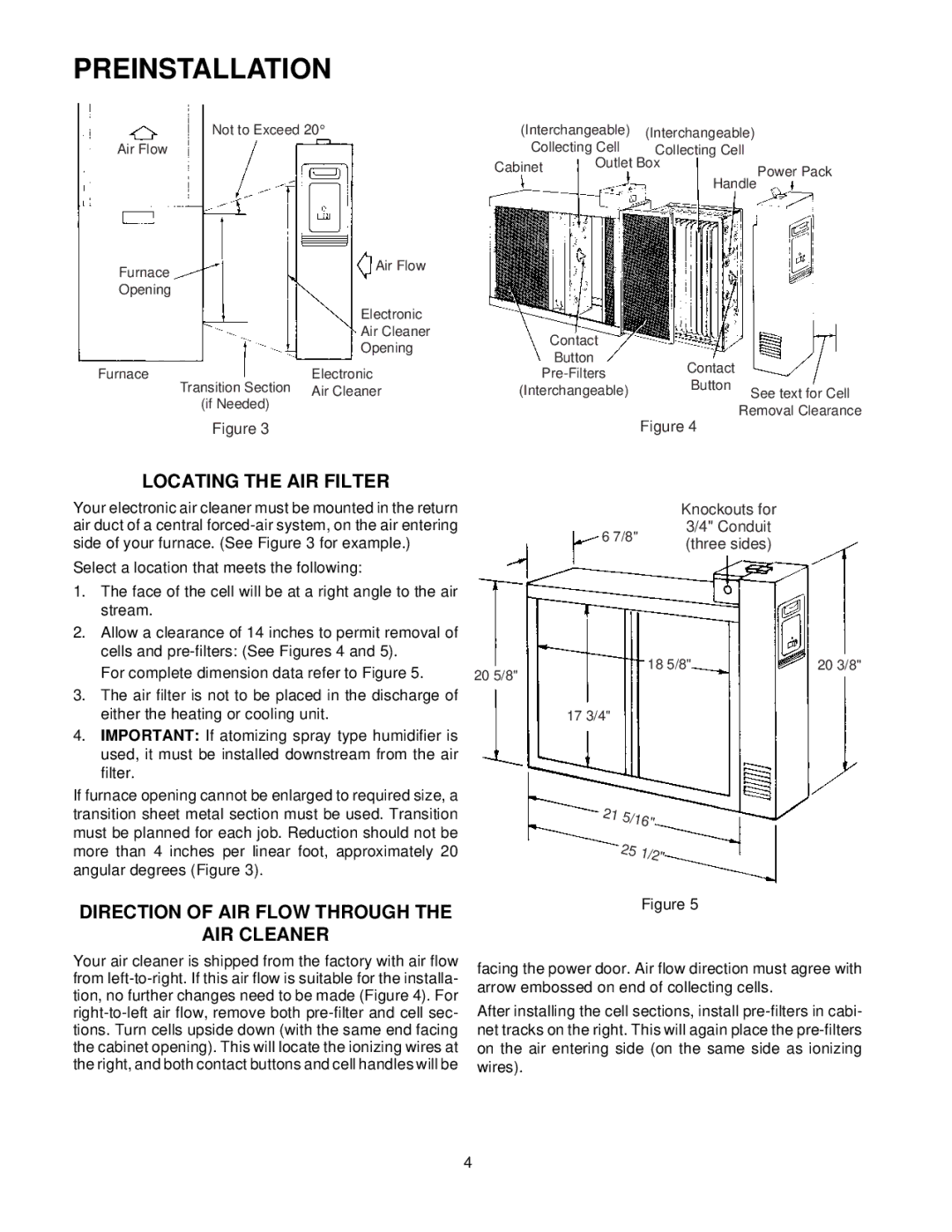 Emerson 16C26S-010 owner manual Preinstallation, Locating the AIR Filter, Direction of AIR Flow Through AIR Cleaner 