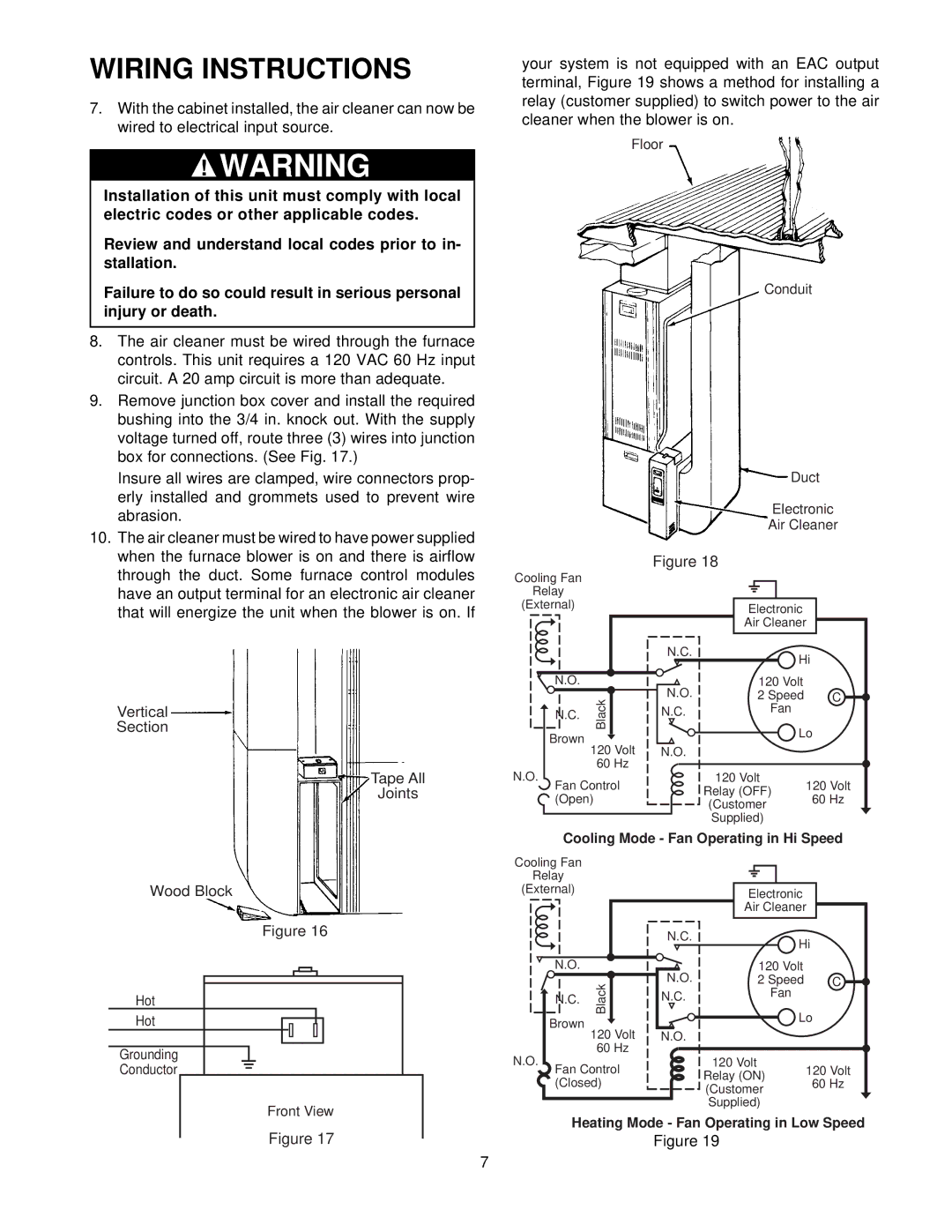 Emerson 16C26S-010 owner manual Wiring Instructions, Tape All Joints 