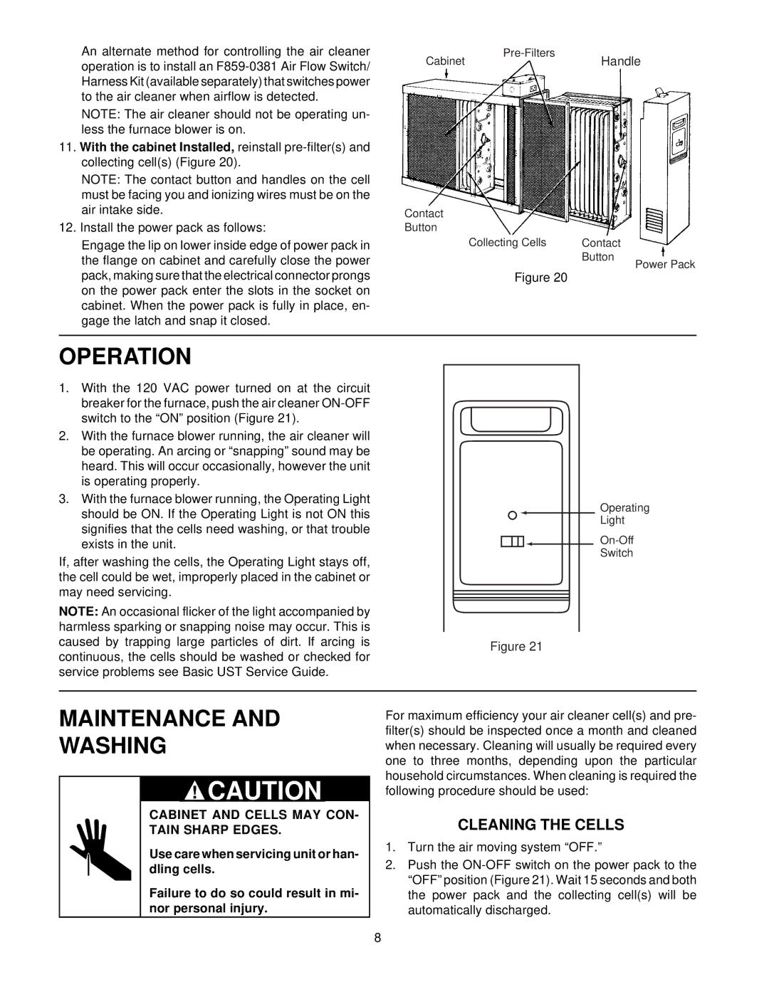 Emerson 16C26S-010 owner manual Maintenance Washing, Cleaning the Cells 