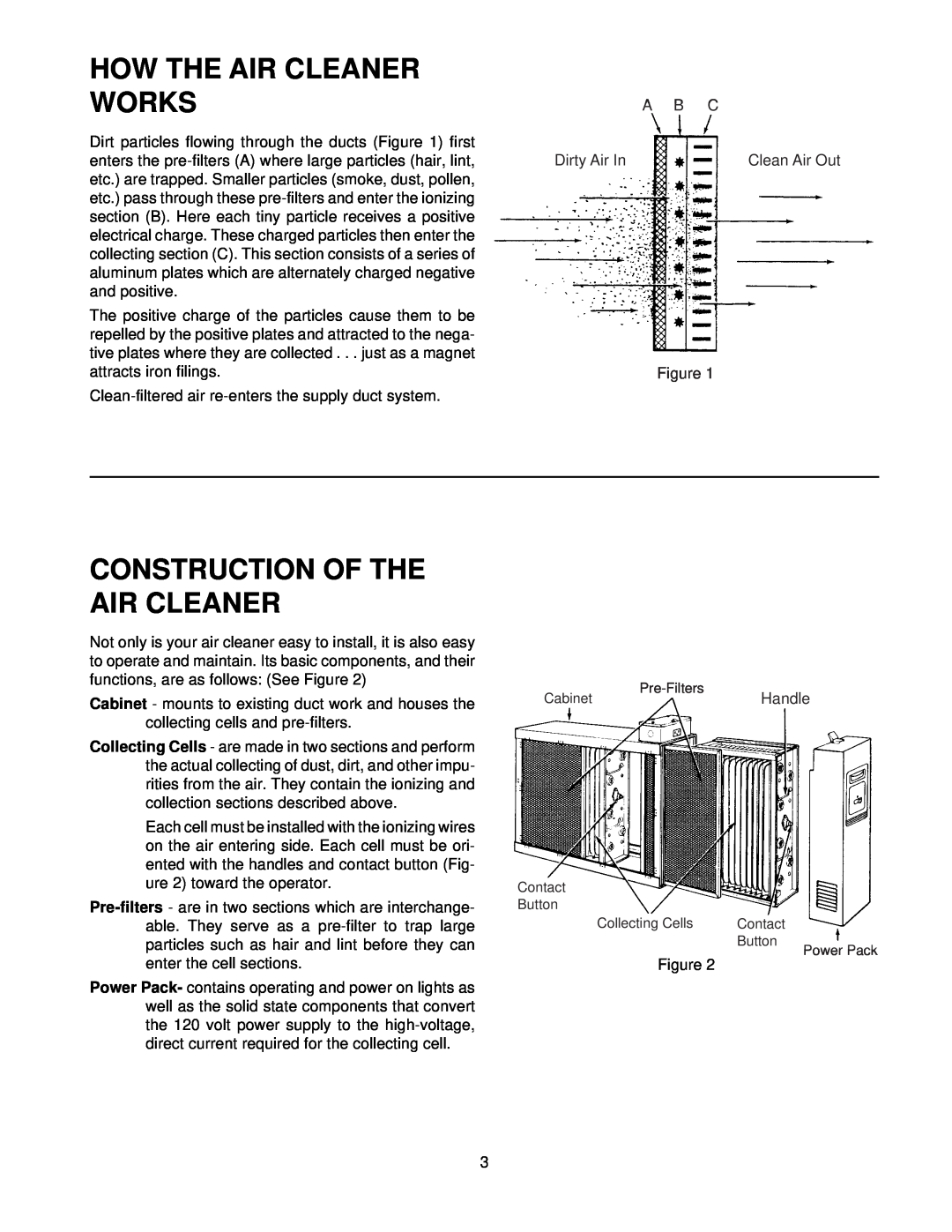 Emerson 16C26S-010 owner manual How The Air Cleaner Works, Construction Of The Air Cleaner 