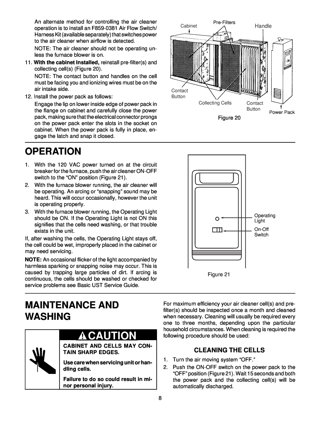 Emerson 16C26S-010 owner manual Operation, Maintenance And Washing, Cleaning The Cells 