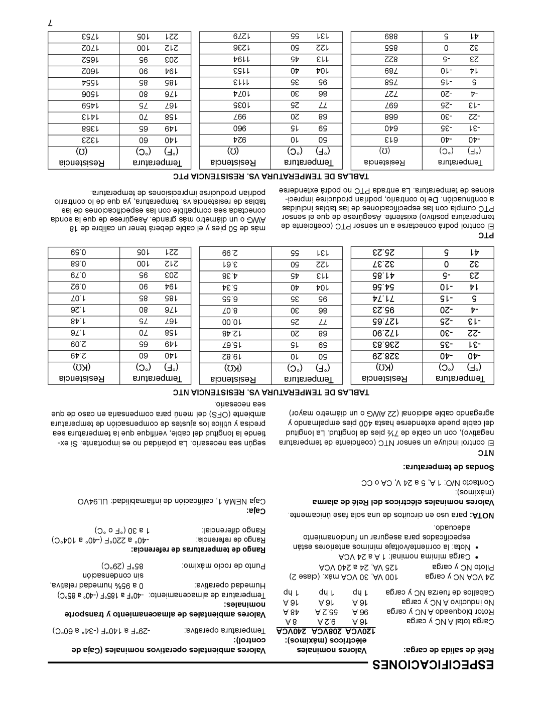 Emerson 16E09-101 specifications Especificaciones 