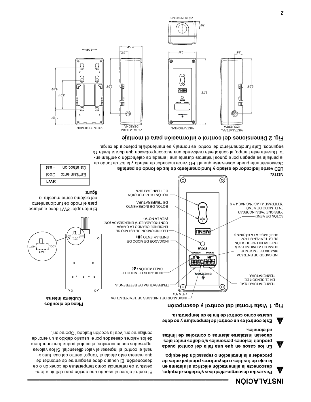 Emerson 16E09-101 specifications Instalación 