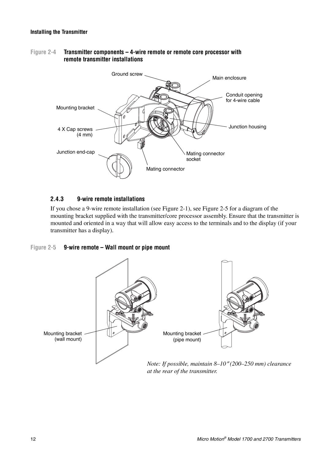 Emerson 1700, 2700 installation manual 3 9-wire remote installations, wire remote Wall mount or pipe mount 