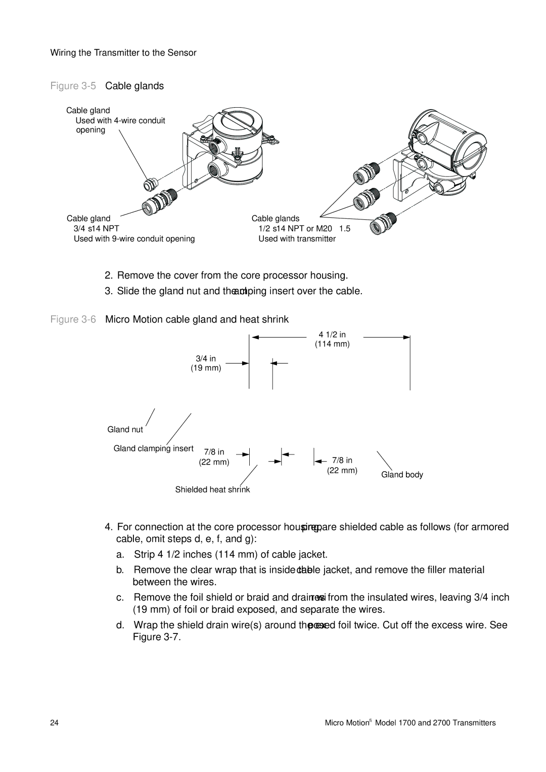 Emerson 1700, 2700 installation manual 5Cable glands 