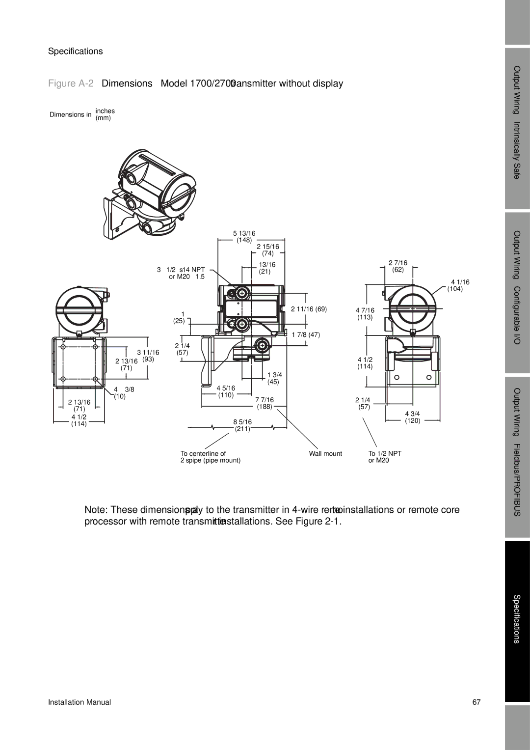 Emerson 2700, 1700 installation manual Inches Dimensions in mm 