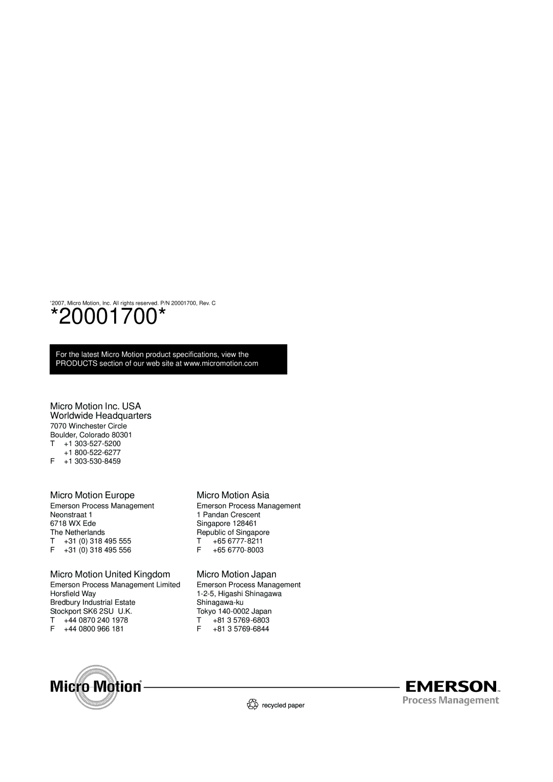 Emerson 2700 installation manual 20001700 