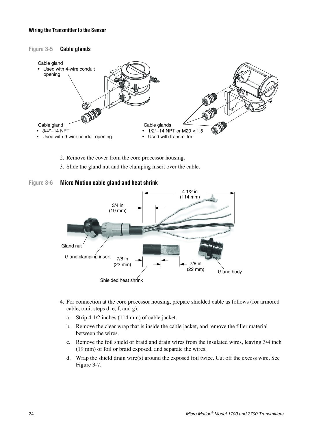 Emerson 1700, 2700 installation manual 5 Cable glands 