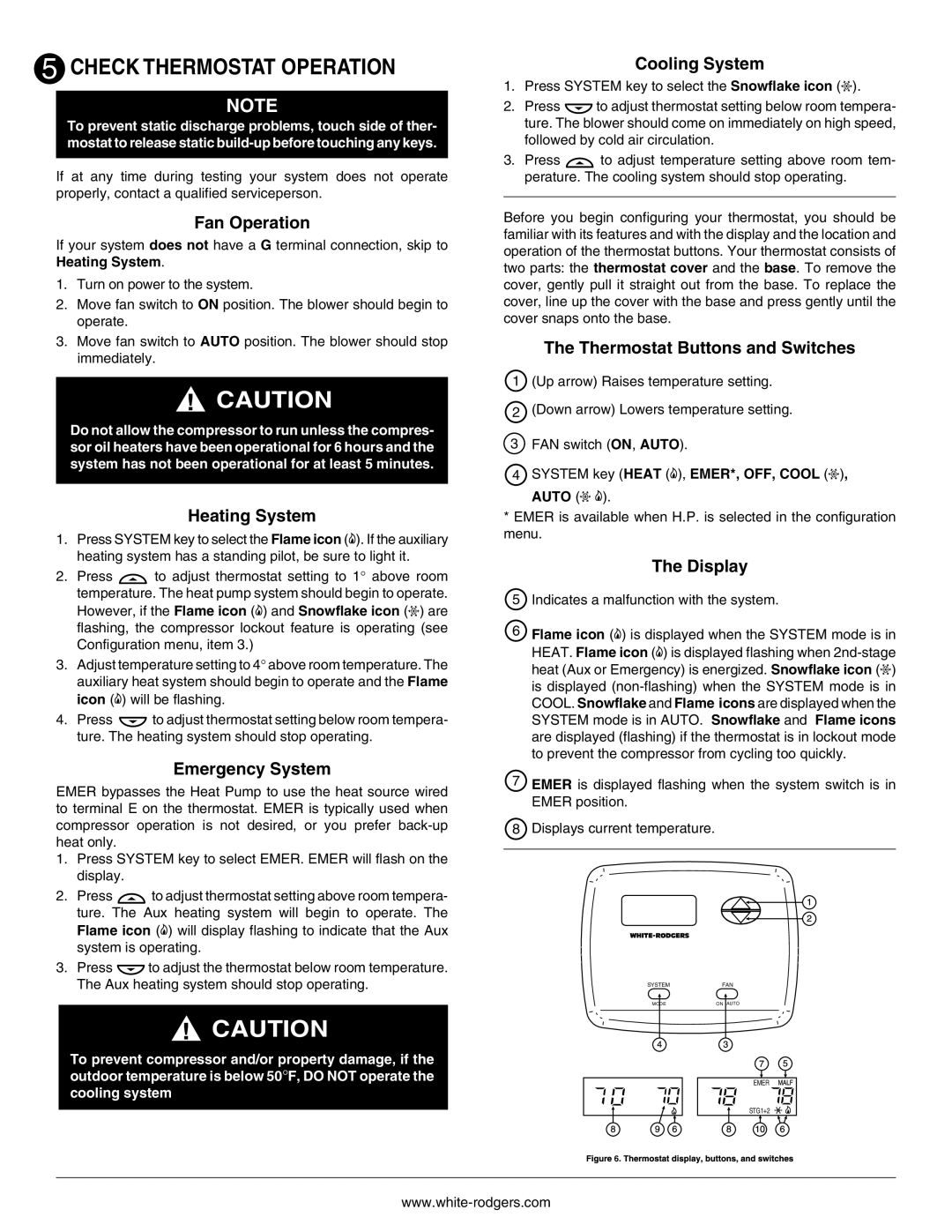 Emerson 1F73 installation instructions Check Thermostat Operation 