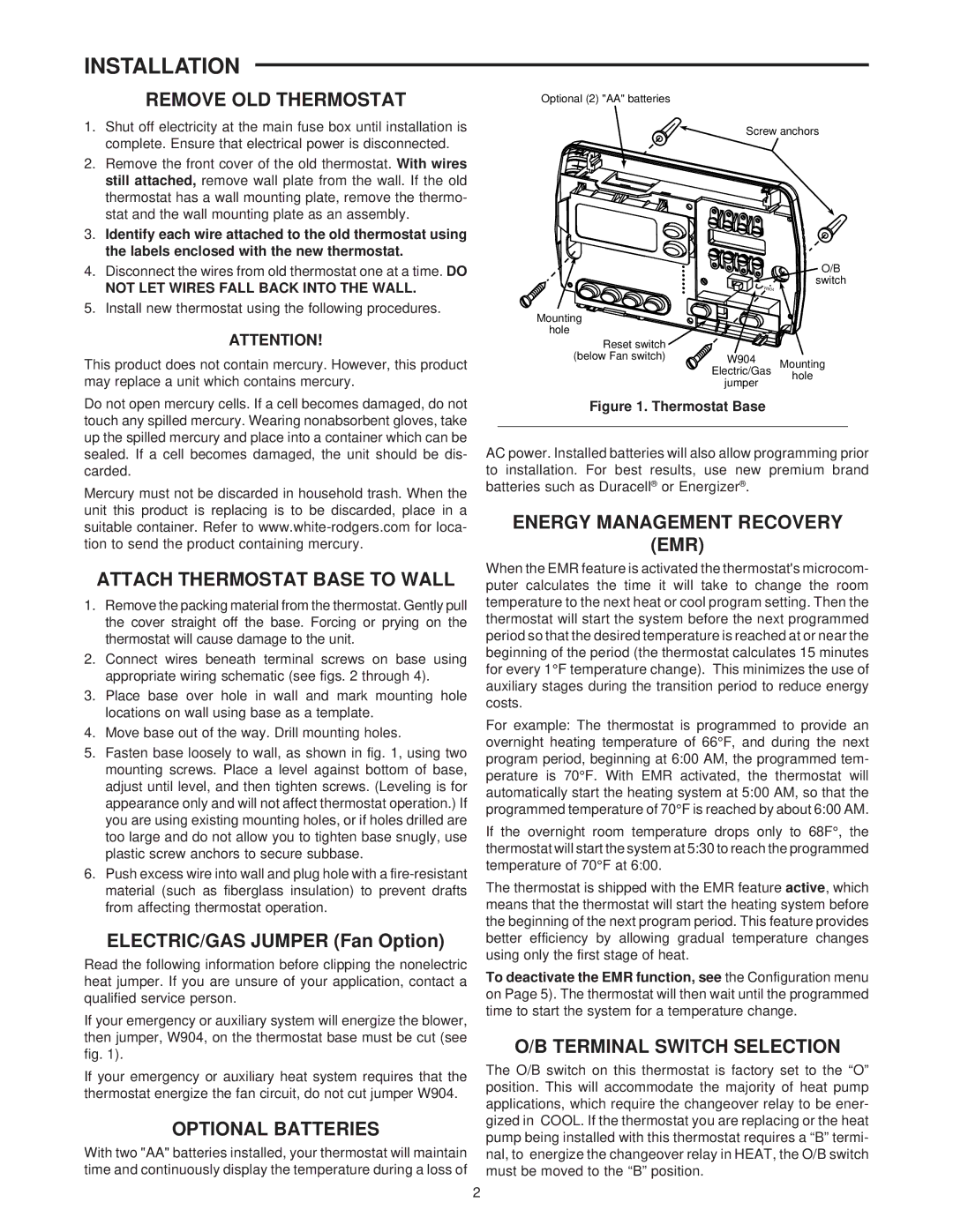 Emerson 1F82-261 specifications Installation 